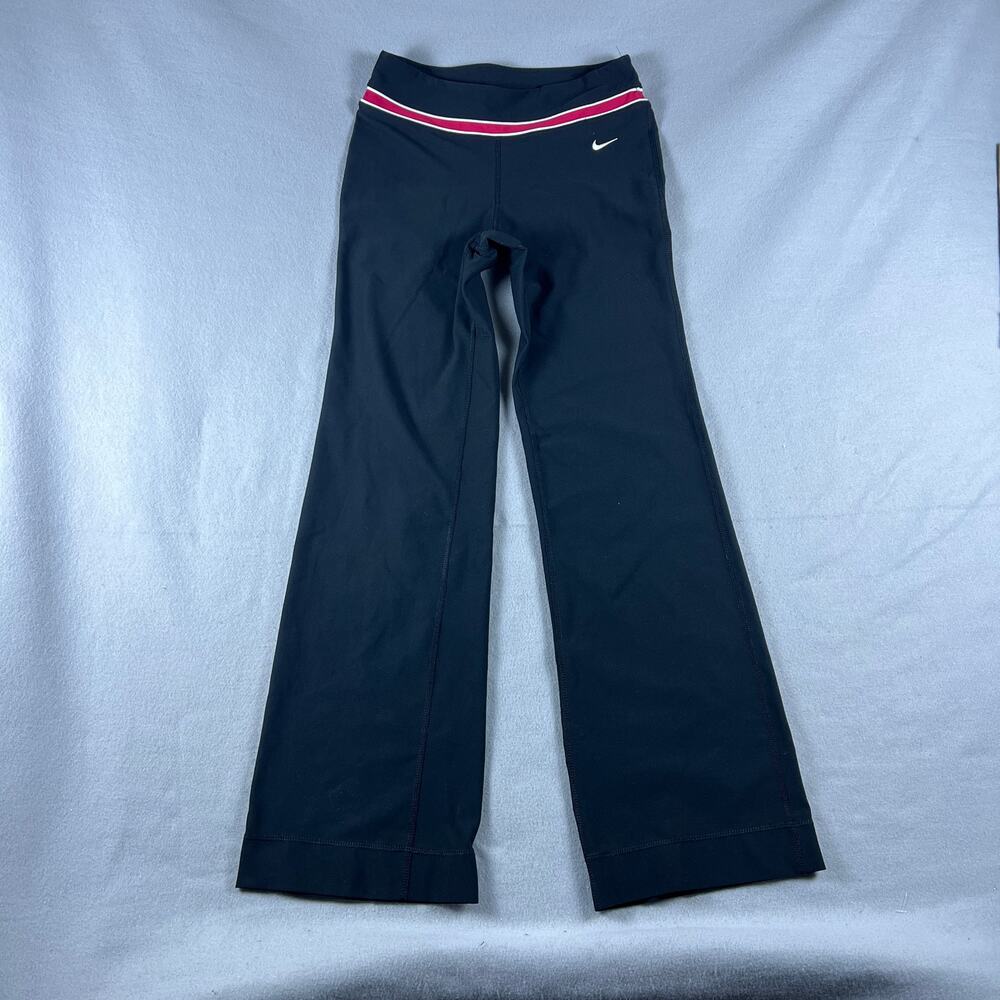 Vintage Nike Pants Women S Black Pink Stripe Flared Fit Dry Athletic Workout Gym